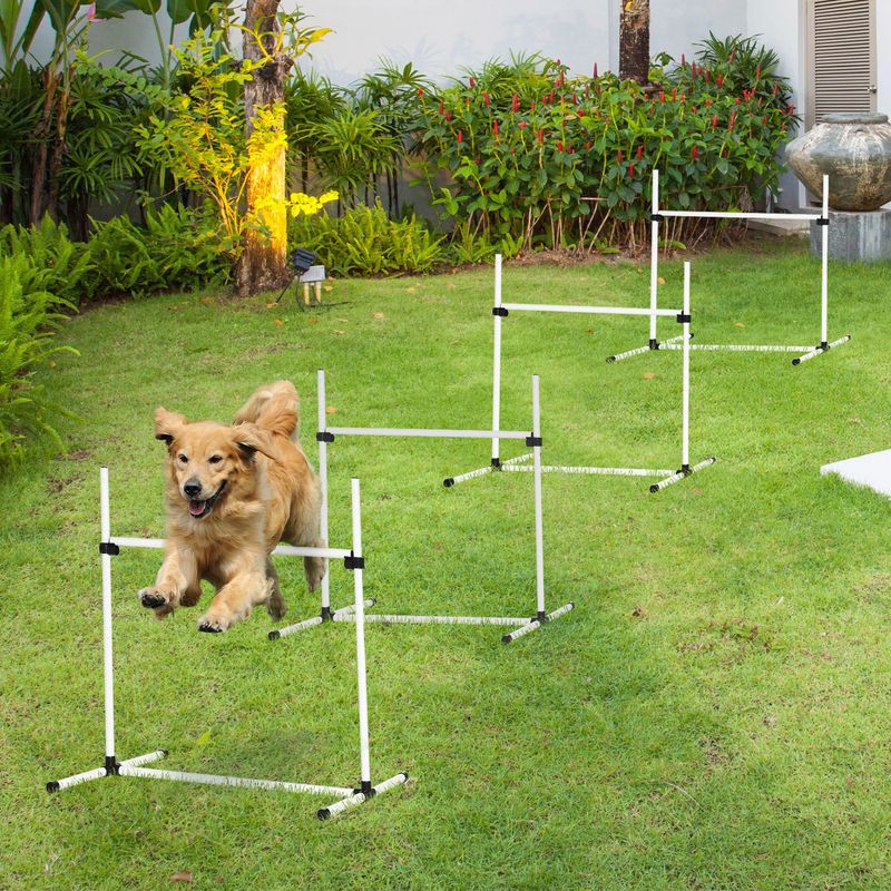 4-Piece Dog Agility Set with Height-Adjustable Jump Bars & Carry Bag