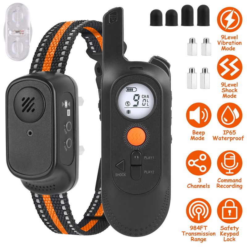 Rechargeable Dog Training Collar, IP65 Waterproof, 3 Modes, 984 ft Range