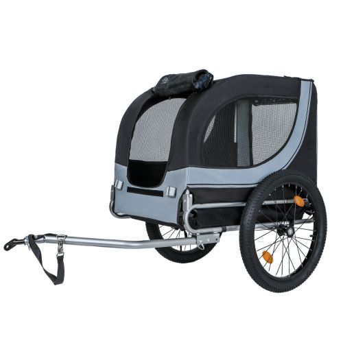Large Folding Bike Trailer for Dogs, 100 lb Capacity, Steel Frame, Black/Grey