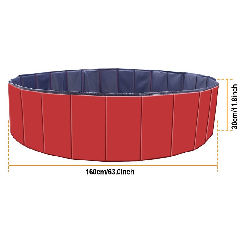 Foldable PVC Dog Swimming Pool and Bathing Tub, 63 x 63 x 11.8 in