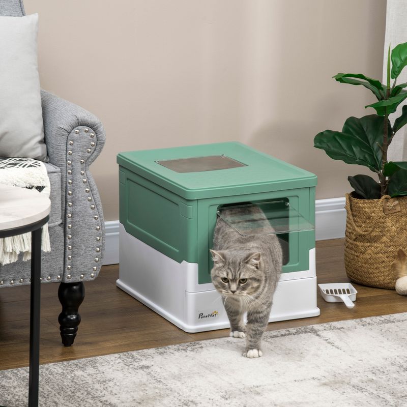 PawHut Fully Enclosed Hooded Cat Litter Box with Scoop