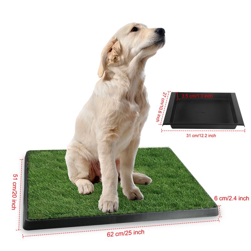 Dog Potty Training Artificial Grass Pad, Indoor & Outdoor Turf Tray for Small to Medium Dogs
