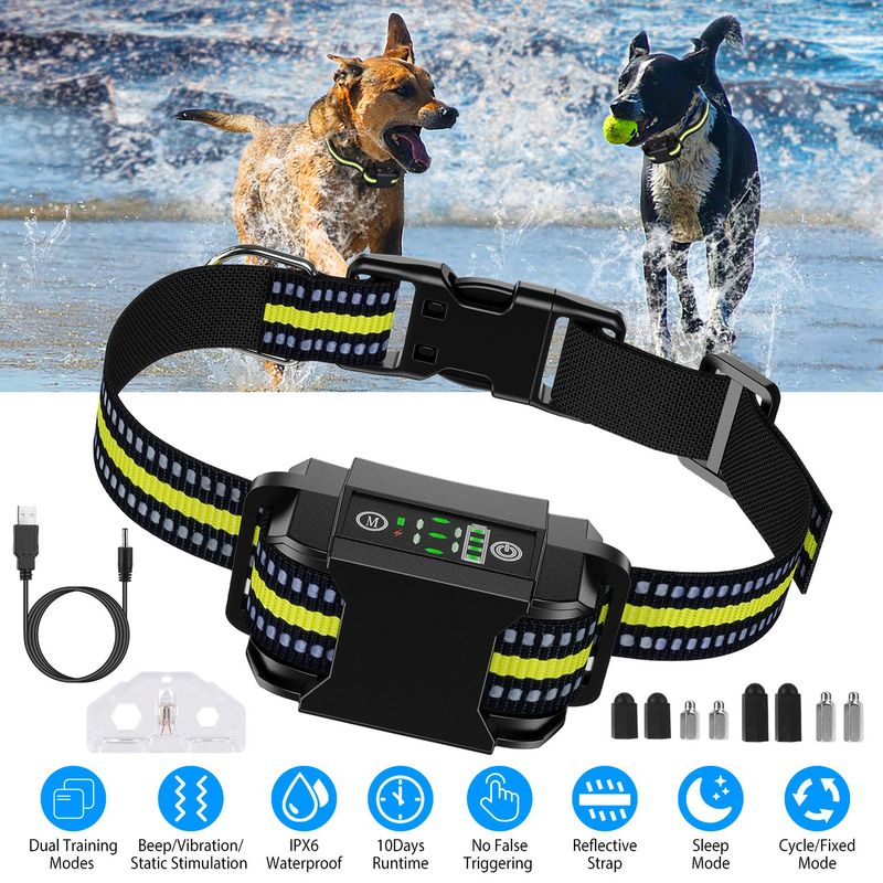 Rechargeable Dog Bark Collar with Beep, Vibration & Static Modes