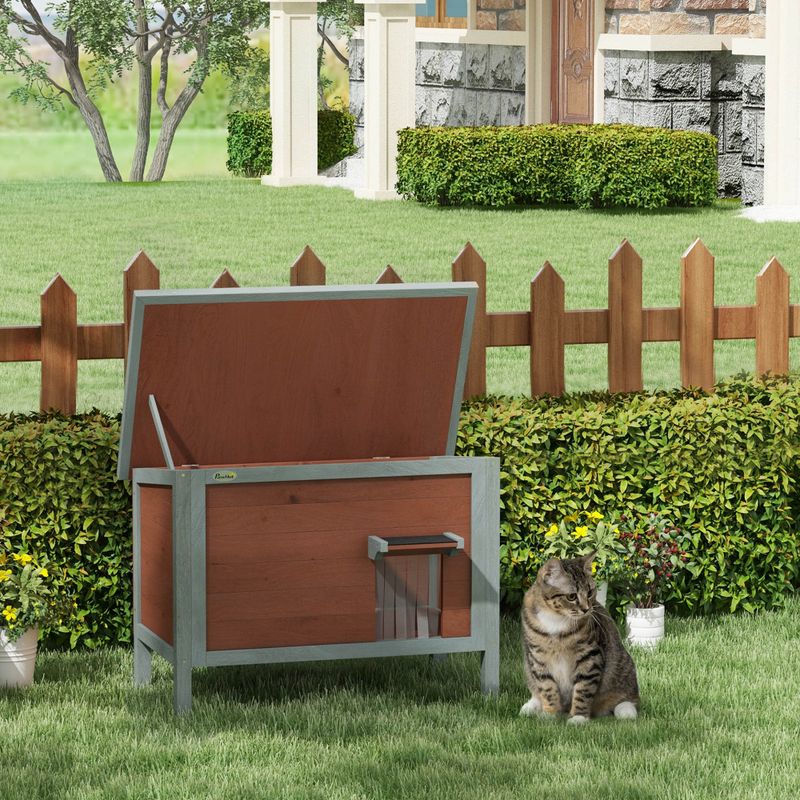 Outdoor Wooden Cat House with Removable Floor, Brown