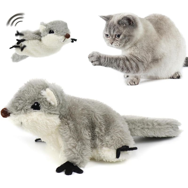 Touch-Activated Flapping Squirrel Cat Toy