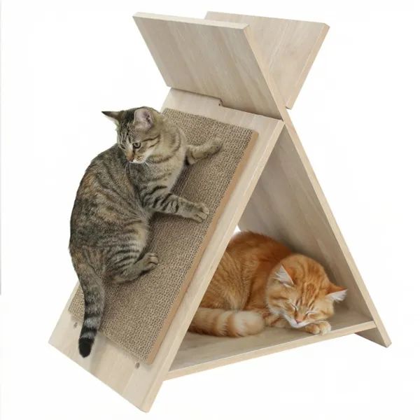 Multi-Functional Cat Scratcher With Tunnel & Wooden Lounge
