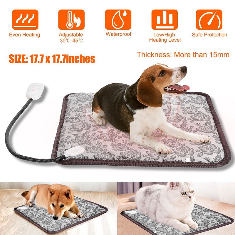 Pet Heating Pad with Waterproof Cover & Chew-Resistant Steel Cord Case