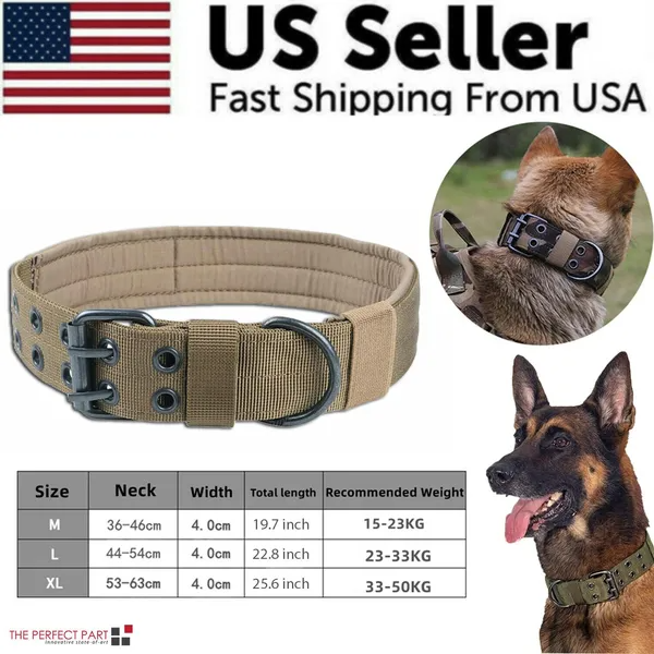Wide Tactical Nylon Dog Collar with Metal Buckle