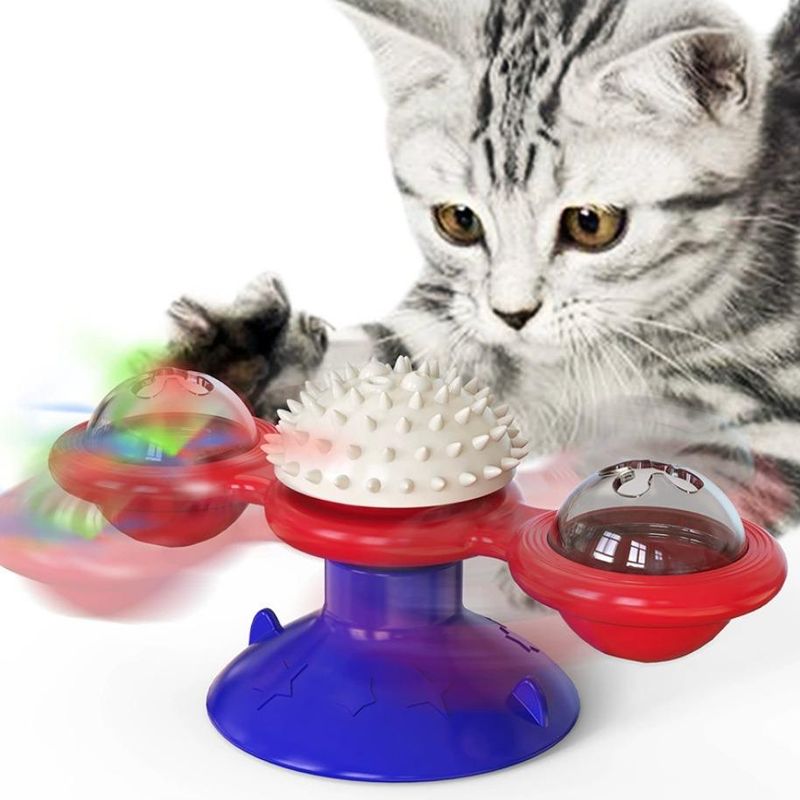 Interactive Windmill Cat Toy Set with LED Light Ball & Suction Cup