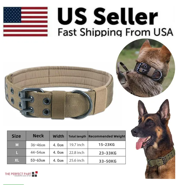Wide Nylon Tactical Dog Collar with Metal Buckle