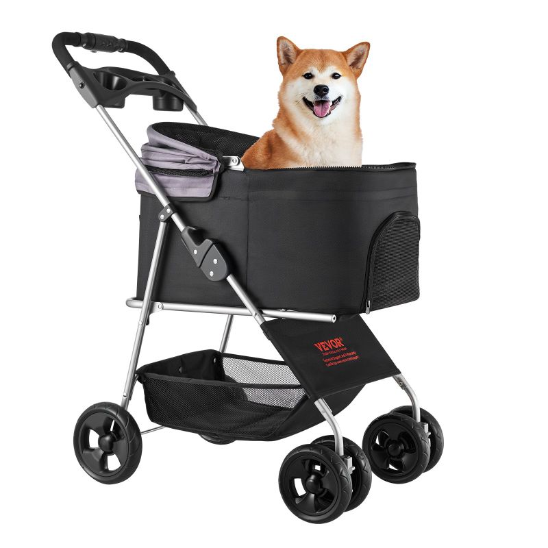 Foldable 4-Wheel Dog Stroller With Detachable Carrier (Up to 35 lbs)