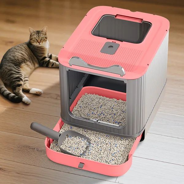 Elevated Pink Cat Litter Box
