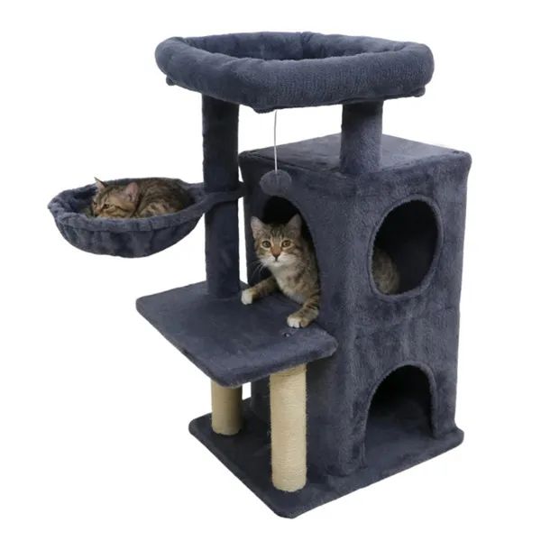 Multi-Level Cat Tree with Condo and Sisal Scratching Posts, 33.5", Dark Gray